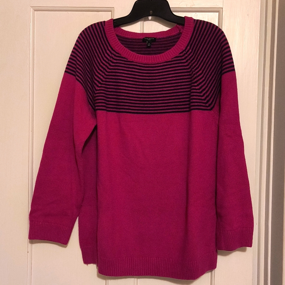 Talbot's women's sweater - magenta with navy stripes, size 1X